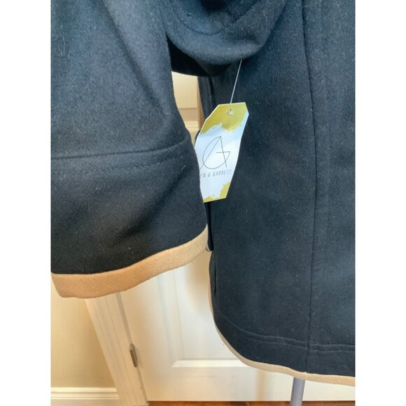 J.Crew "Black Peacoat Wool by Nello Gori" Double Breasted Tan Trim, Size 4 - Picture 5 of 9